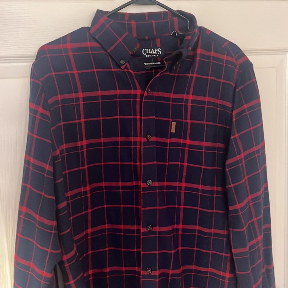 Chaps Performance Button Down Flannel- Size Medium - image 3